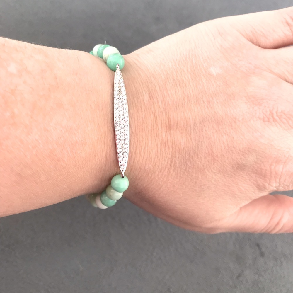 Australian Jade & Zircon Stretch Bracelet